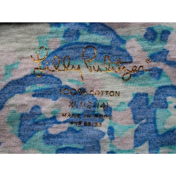 LILLY PULITZER Girl's Mini Lindell Dress Bennet Blue Shell Puff Sleeve, XL 12 14 - Picture 7 of 7